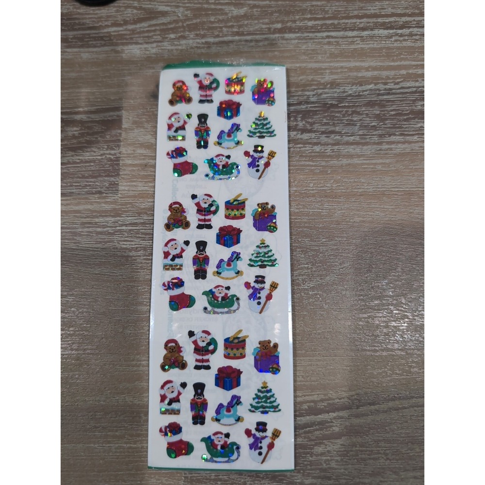 Vintage Sandylion Christmas Bear Santa Halographic Stickers NIP One Full Sheet
